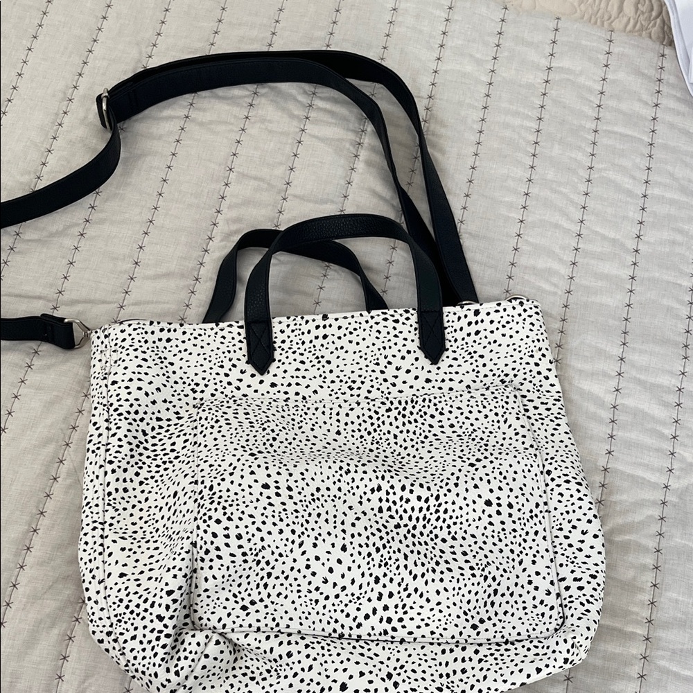 Thirty-One Black and White Polka Dot Tote